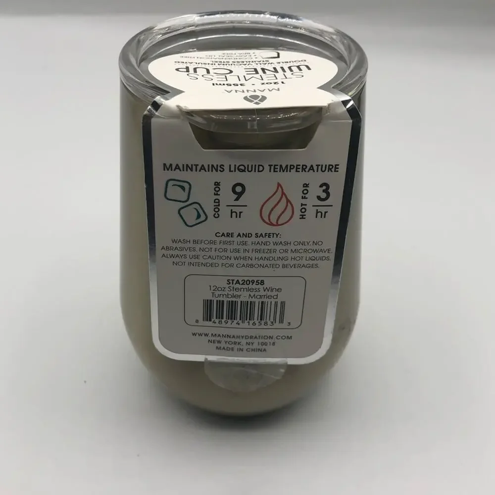 Stemless Wine Bridal Cup 12oz
